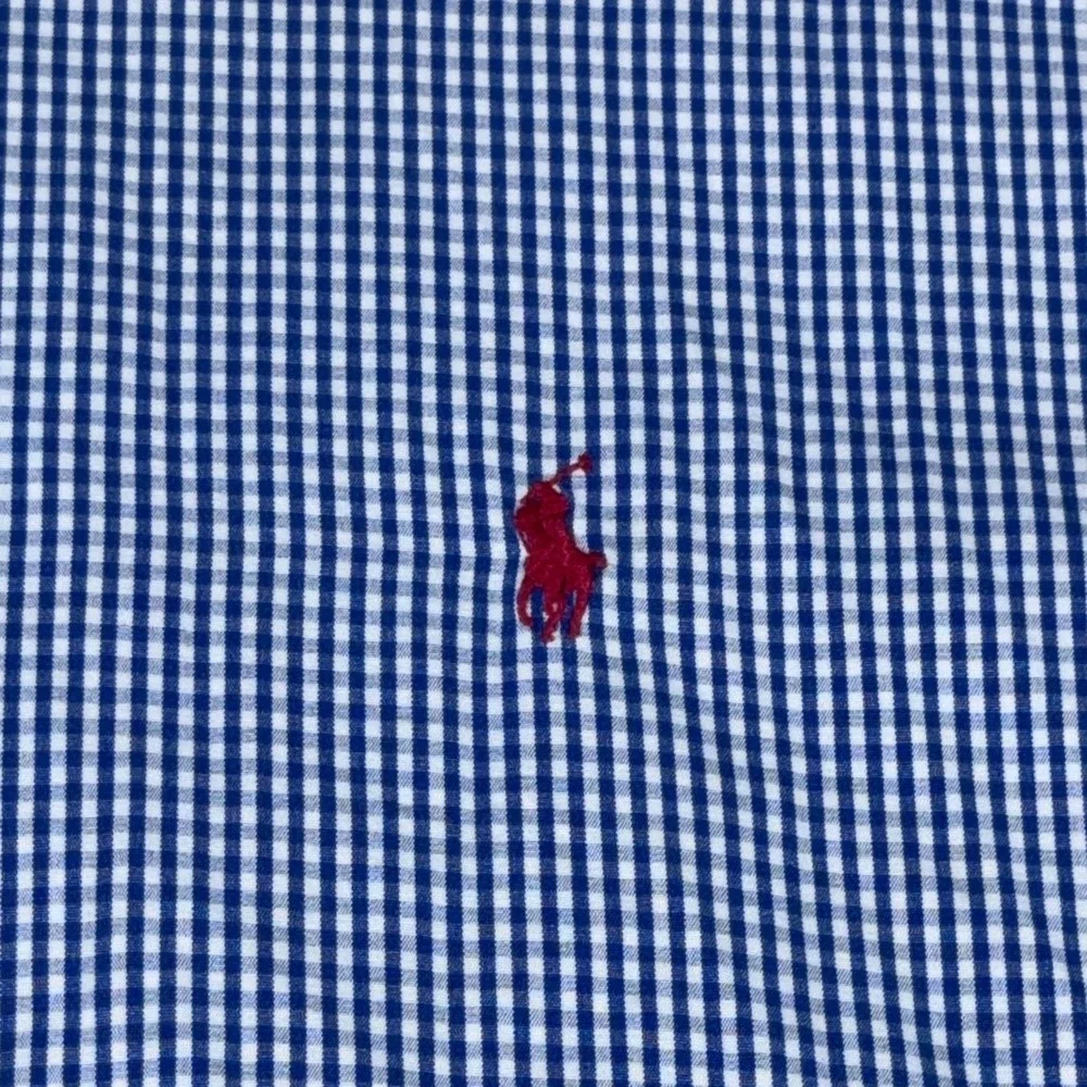 Ralph Lauren Blake Mens XL Blue Gingham Check Short Sleeve Button Down Shirt